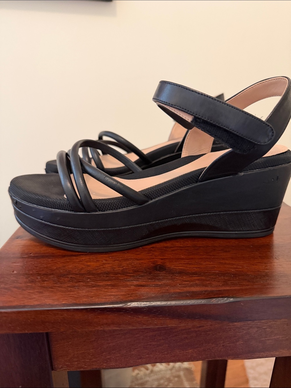 Cole Haan Black Strappy Platform Sandals